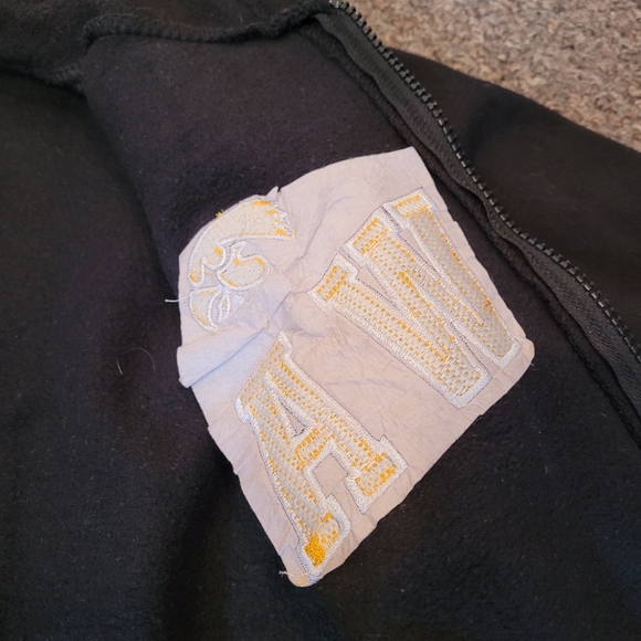 Black With Gold Embroidered IOWA Hooded Jacket - Picture 9 of 10